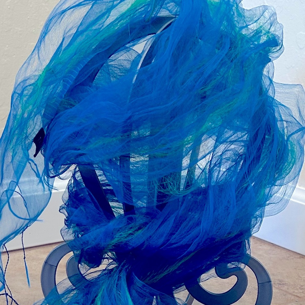 Vibrant Blue & Green Silk Wrap Scarf